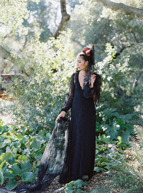 Black lace wedding dress