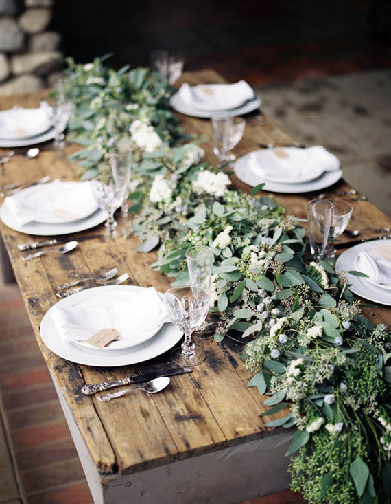 Green Eucalyptus Floral Table Runner