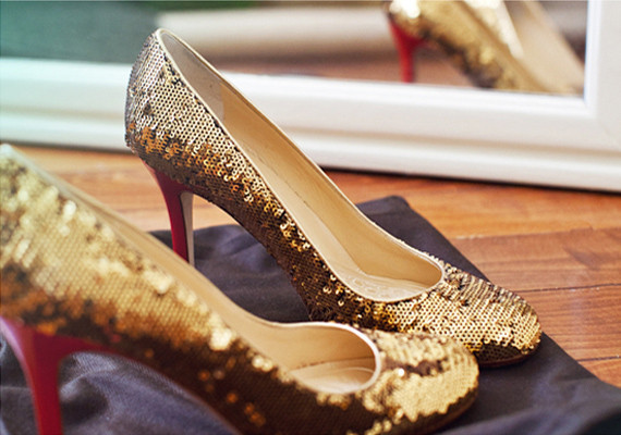 Gold Sequin Heels