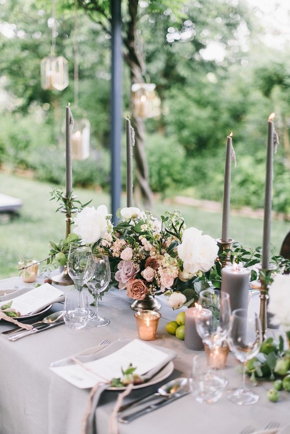 Grey and gold tablescape Wedding & Party Ideas 100 Layer Cake