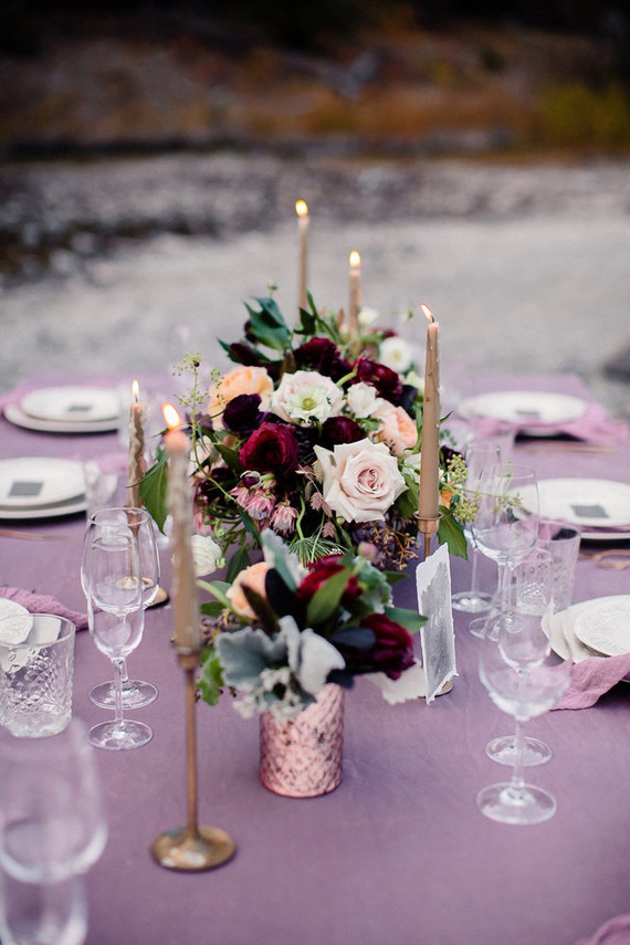 Purple tablescape Wedding & Party Ideas 100 Layer Cake