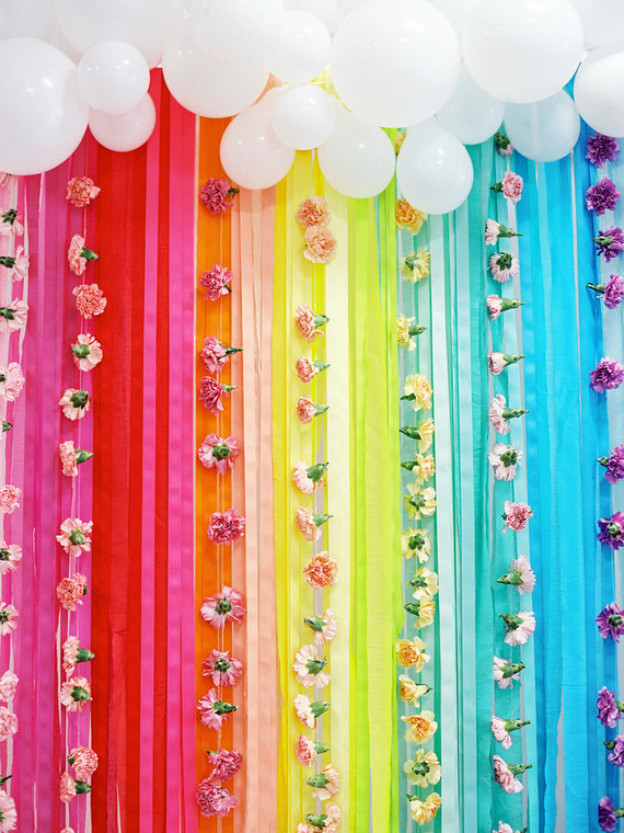 rainbow streamer backdrop Wedding & Party Ideas 100 Layer Cake