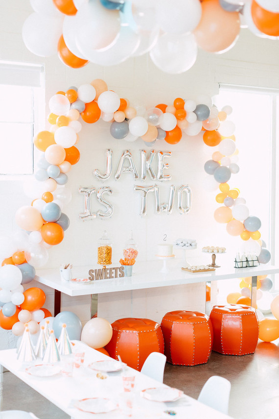 Orange and white modern 2nd birthday Wedding & Party Ideas 100