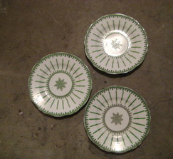 3 vintage green plates
