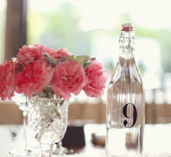Glass Water Bottles with Vinyl Table Numbers