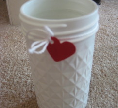 White Mason Jars w/ Heart Detail