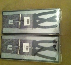 Men's Gray Suspenders- 2 pairs