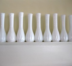 9 Milk Glass Bud Vases