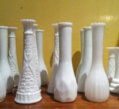15 Assorted Milk Glass Vases - buy individually or as a set