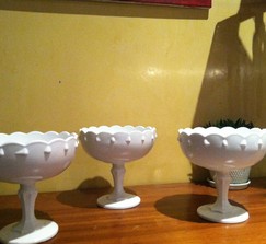 Three (3) Vintage Milk Glass Pedestal Vases