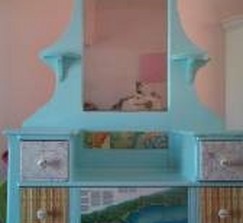 Antique Dresser in  Robin's Egg Blue LARGE mirror