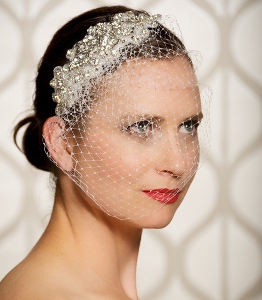 rhinestone veil headpiece