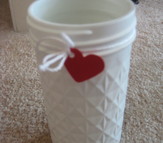White Mason Jars w/ Heart Detail
