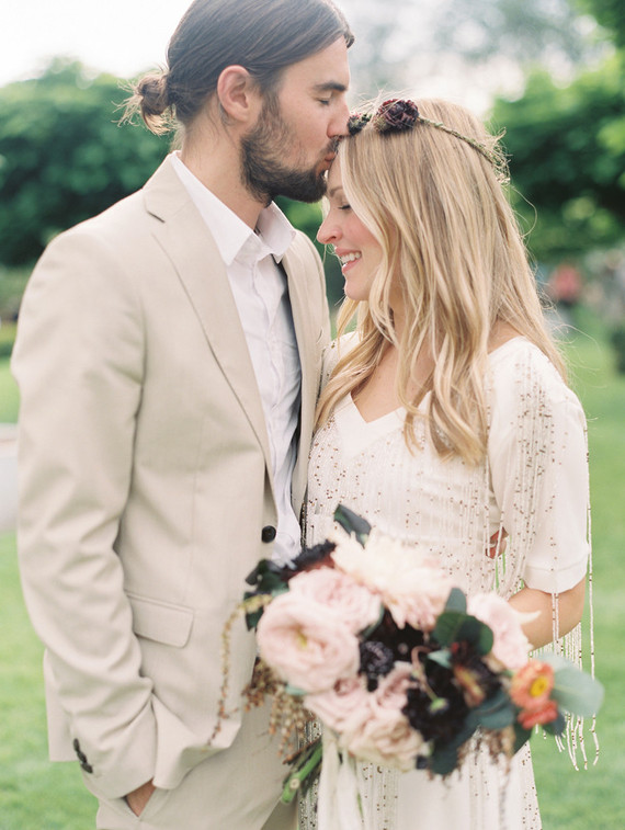 Backyard wedding portrait