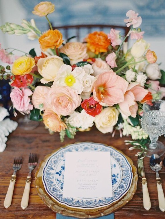 Colorful wedding floral arrangements