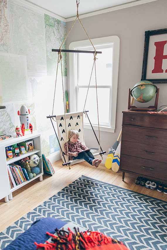 Modern woodsy boys room