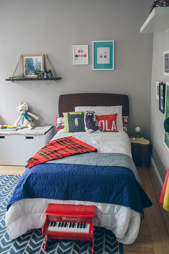 Modern woodsy boys room