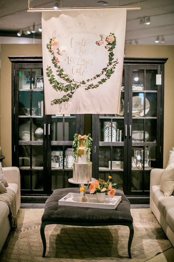 Crate and Barrel wedding event hosted by 100 Layer Cake