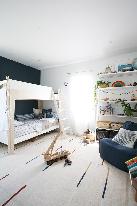 Modern natural shared boys room