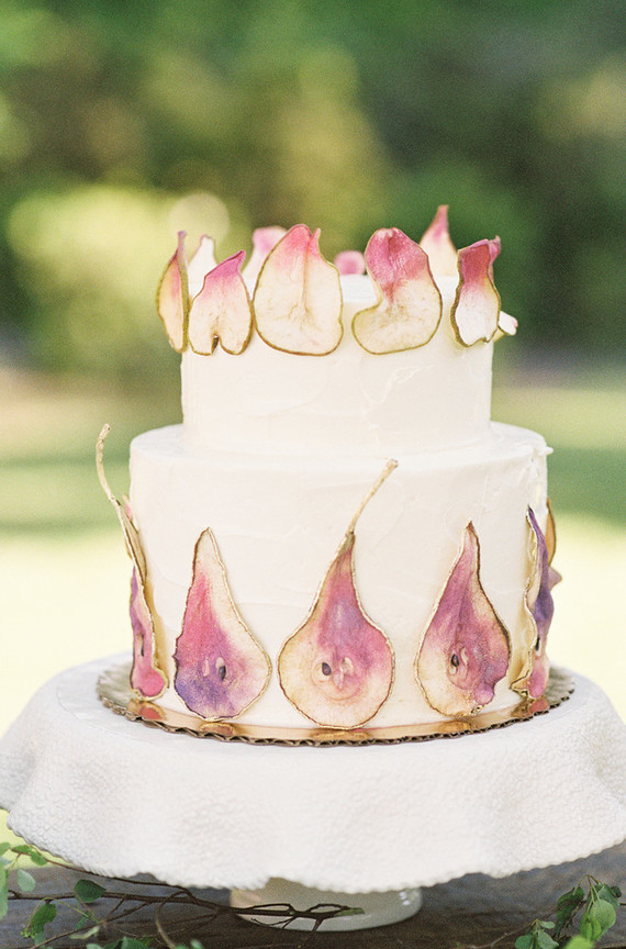 gold leafed pear cake