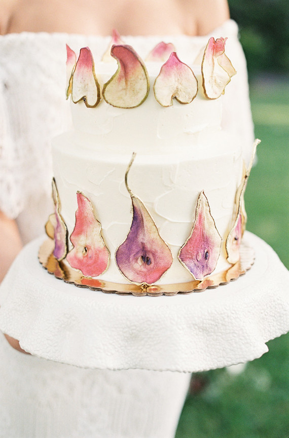 gold leafed pear cake