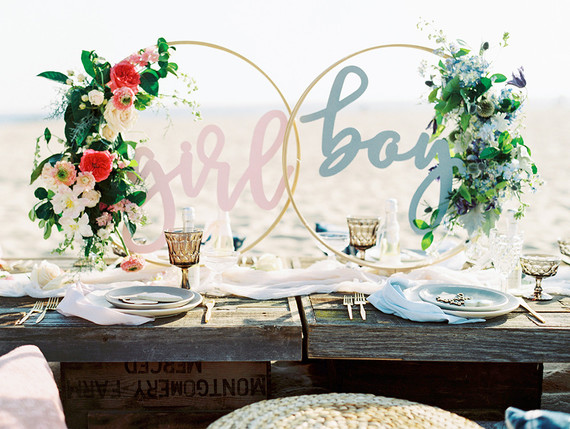 Beachy boho gender reveal party