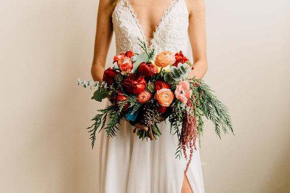 Rose and red winter wedding ideas