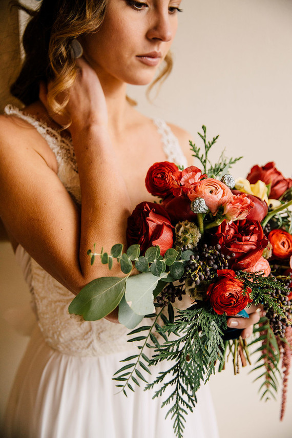 Rose and red winter wedding ideas