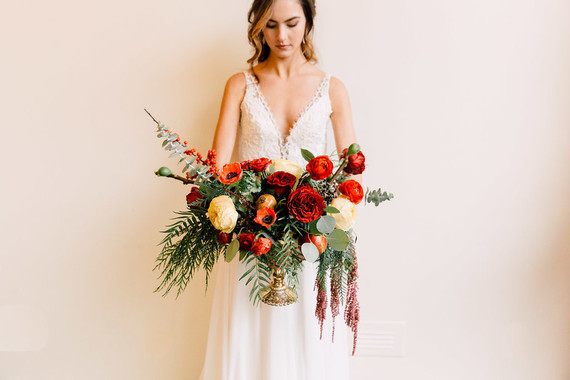 Rose and red winter wedding ideas