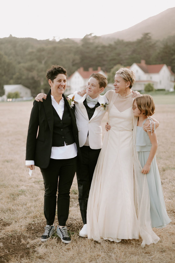 Organic same-sex wedding at Cavallo Point in San Francisco with the couple's children