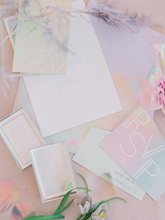 Modern pastel iridescent wedding ideas