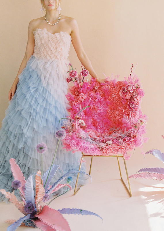 Ombre ruffle wedding dress