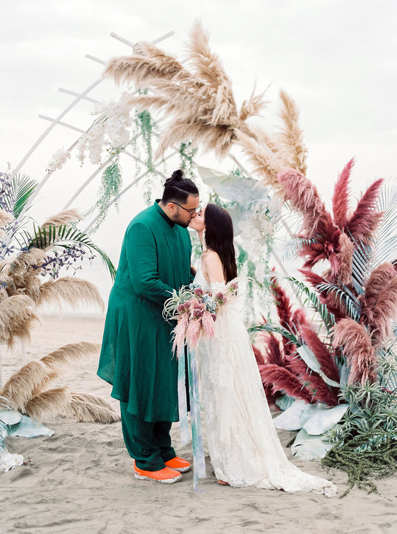 Dyed floral ceremony arch