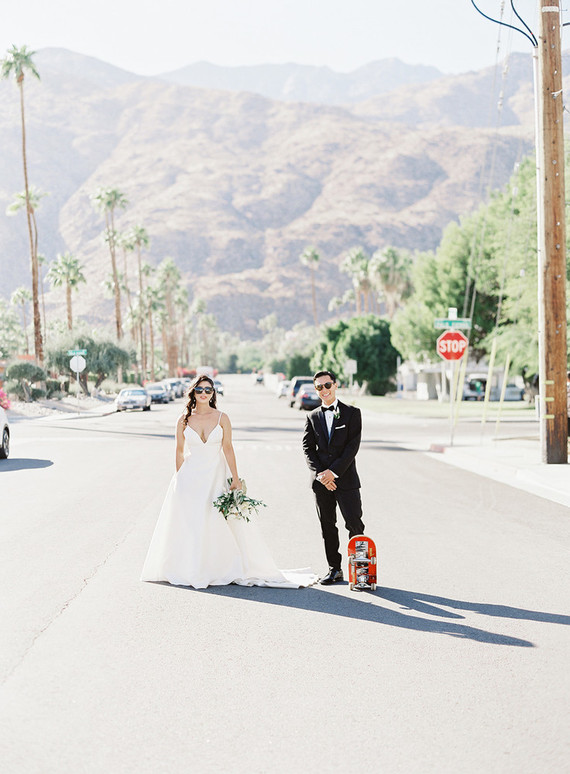 Formal black and white Palm Springs wedding