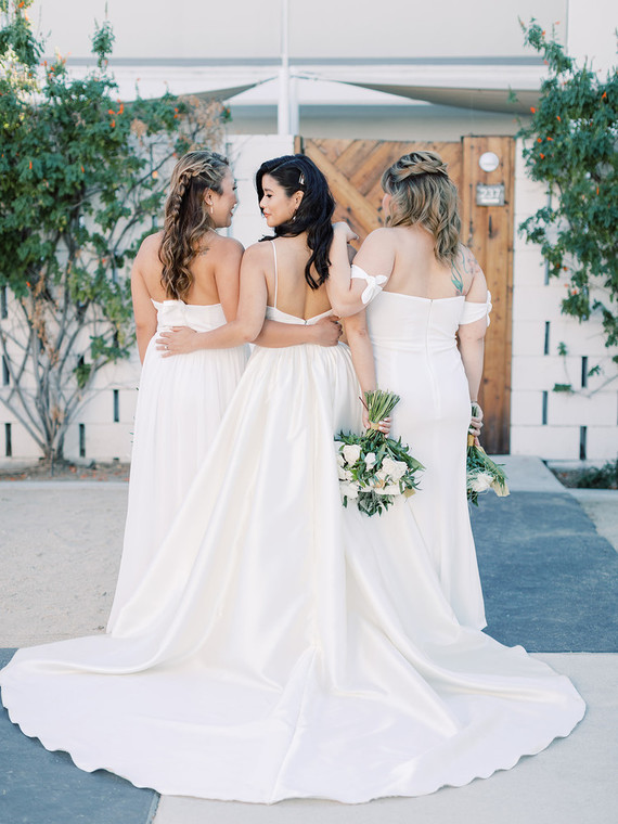 white bridesmaid dresses