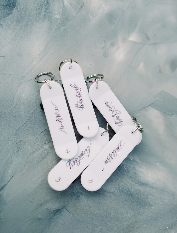 Skateboard themed wedding favors