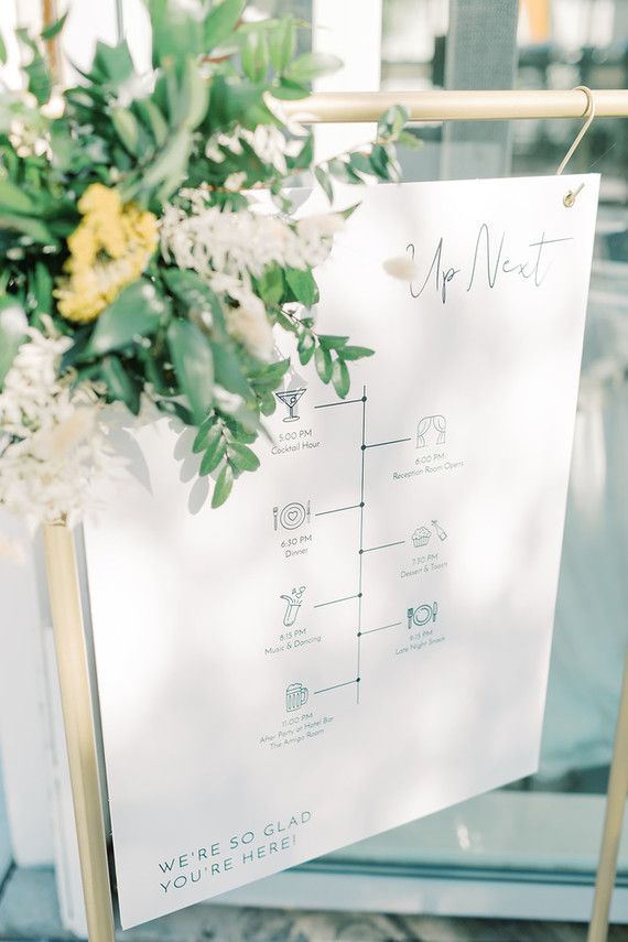 white wedding sign