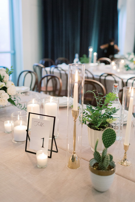 Green and white wedding reception