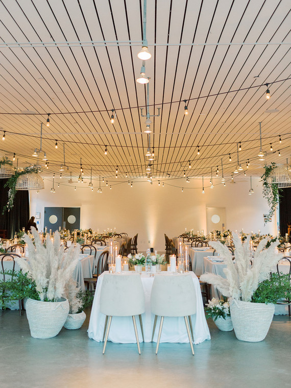 Green and white wedding reception