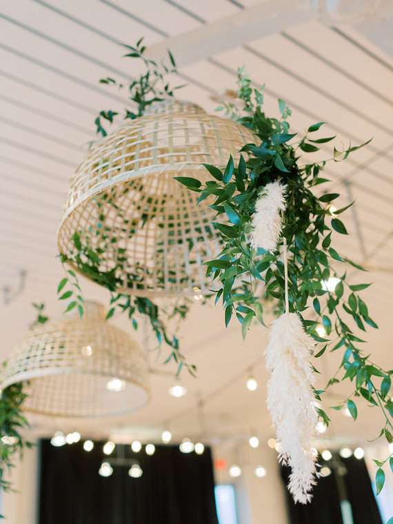 Green and white wedding reception