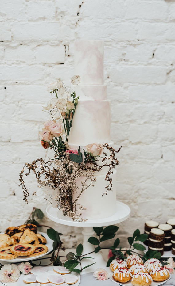 four tiered floral wedding cake