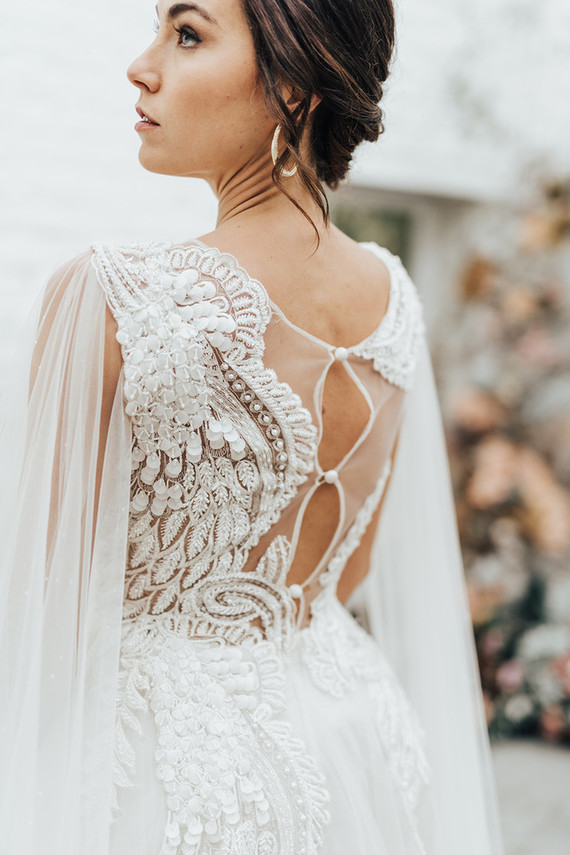 back of wedding gown