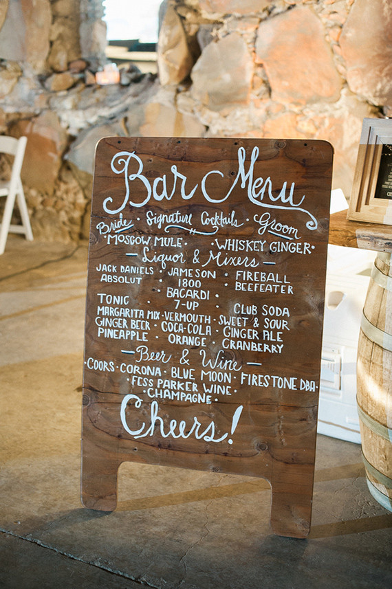 Wooden bar menu with white calligraphy | Wedding & Party Ideas | 100 ...